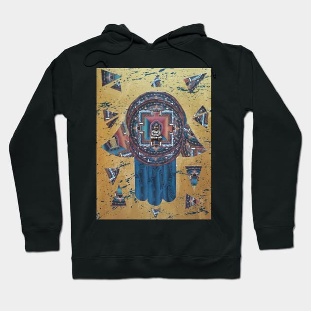 Sacred Space Hamsa by Harriette Knight Hoodie by harrietteknight